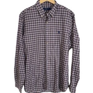 Polo Ralph Lauren Mens XL Button Down Shirt Blue Plaid Long Sleeve Cotton